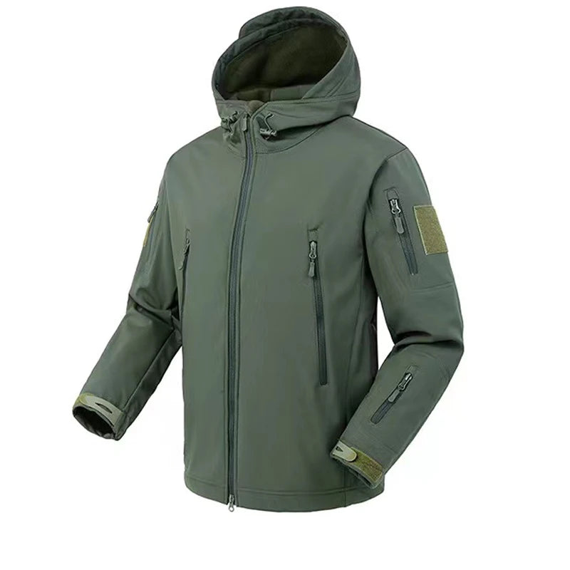 Chaqueta polar SoftShell para hombre, cortavientos con capucha para pesca, senderismo, camping, escalada, esquí, pantalones cálidos para otoño e invierno