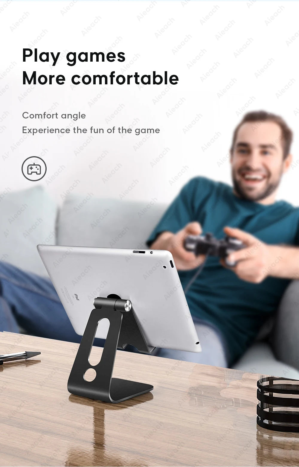 Support de tablette réglable en métal pour bureau — universel, 7 à 11 pouces, Android, iOS