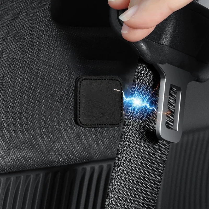 Magnetic Suction Suede Car Seat Belt Clip, Auto Belt Holder, Stabilizer Fastener, Adjustable Clip, Seat Belt Stopper