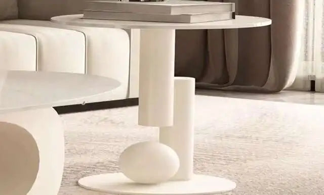 Modern coffee tables marble effect Deluxe Nordic oval white metal side table Premium Low Lounge Tables home furniture