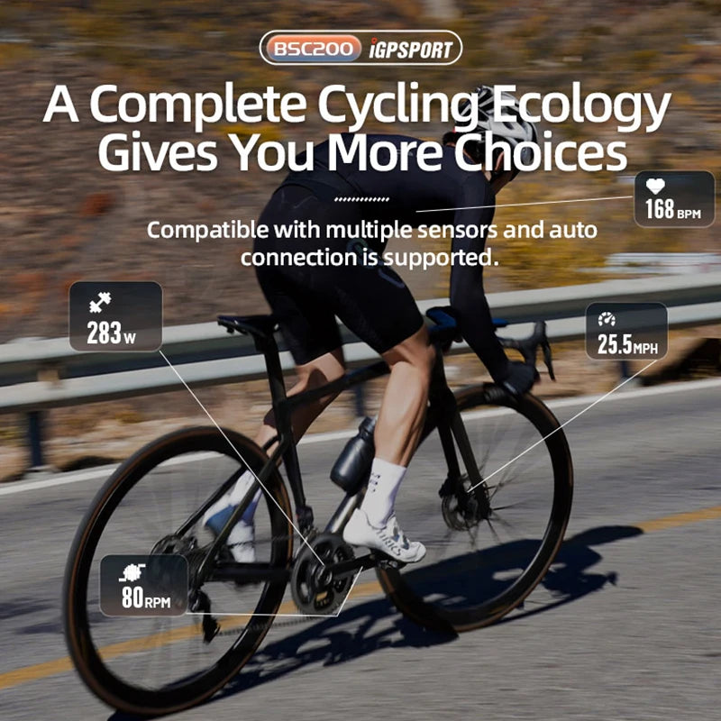 Ordinateur de vélo GPS sans fil — compteur de vitesse numérique, navigation route, chronomètre, odomètre