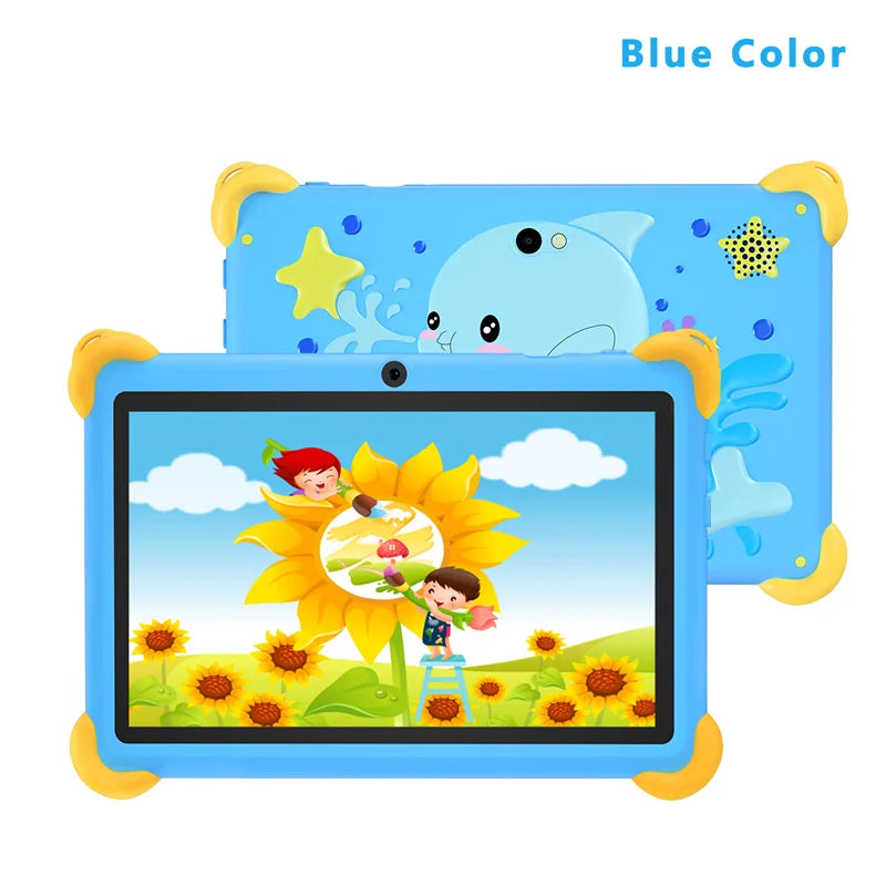 Tableta infantil de 7 pulgadas 5G con diseño de dibujos animados, PC de aprendizaje y educación Android con funda a prueba de niños, tableta de 4000 mAh