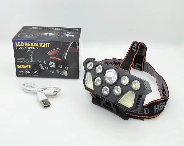 Lampe frontale puissante à 5/11 LED, batterie 18650 intégrée, Rechargeable par USB, lanterne pour Camping en plein air, pêche