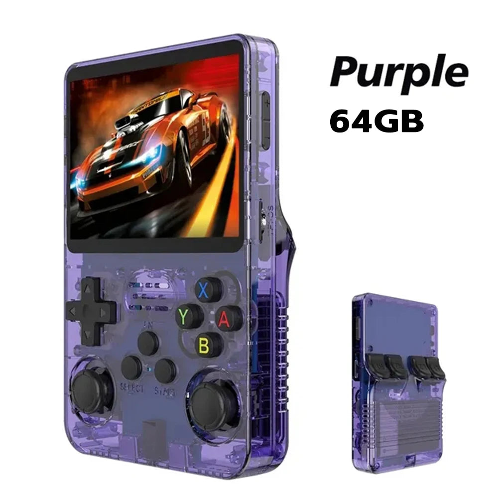 R36S ARKOS Consola de videojuegos portátil retro de 3,5 pulgadas IPS con múltiples colores disponibles, pantalla de reproductor portátil, 64GB de juegos