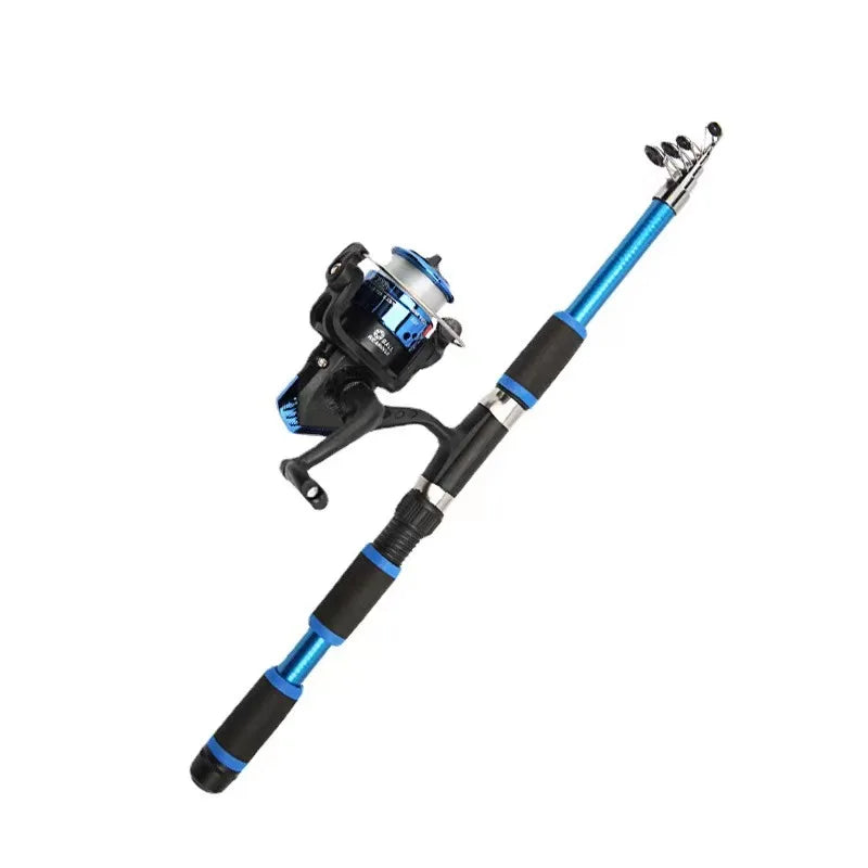 Kit Complet de Canne à Pêche avec Hameçons, Moulinet Spinning, Télescopique, Voyage, Nouveauté