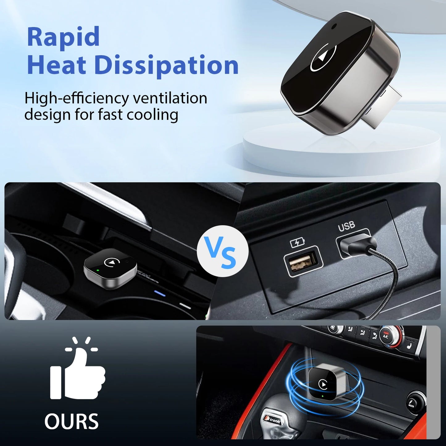 2026 Adaptador Inalámbrico CarPlay / Android Auto 2 en 1 Pionray - Conexión WiFi 5G Rápida - Plug and Play USB C