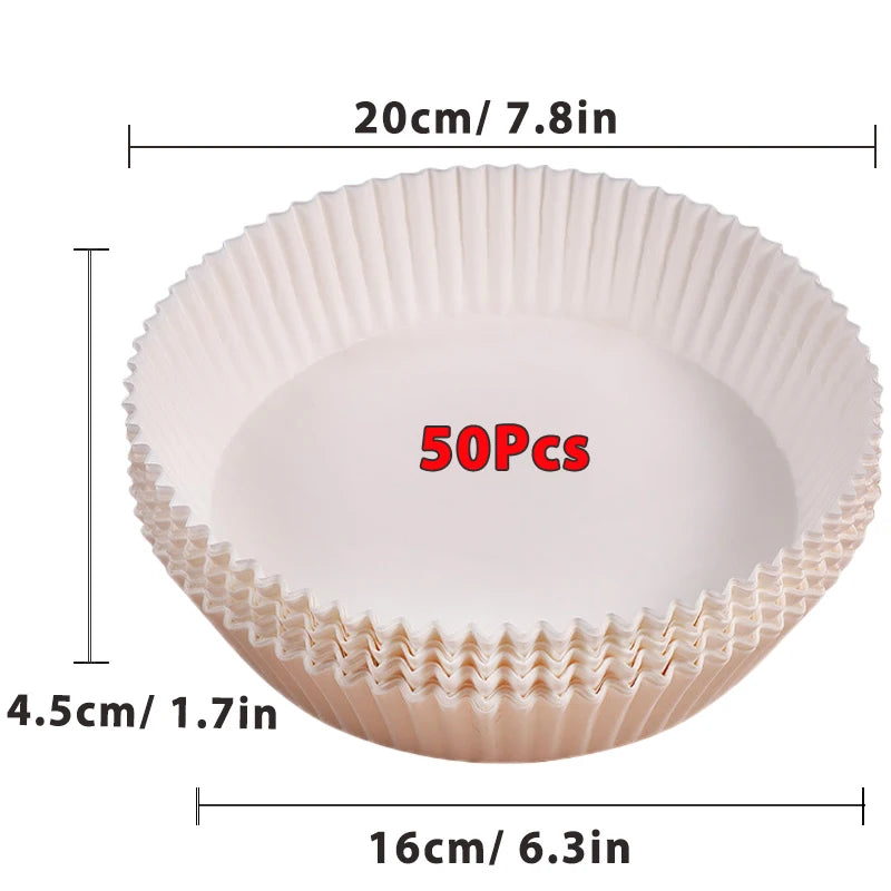 Papier antiadhésif pour friteuse à air et poulet, papiers de cuisson ronds, doublures en papier, accessoires de cuisine, 50 pièces, 100 pièces