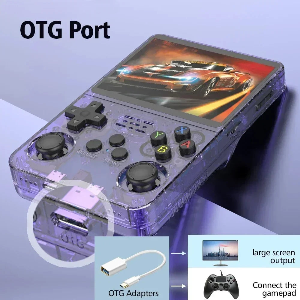 Consola de videojuegos portátil retro R36S 64GB/128GB, sistema Linux, pantalla IPS de 3.5 pulgadas, R35s Pro, reproductor de vídeo de bolsillo portátil