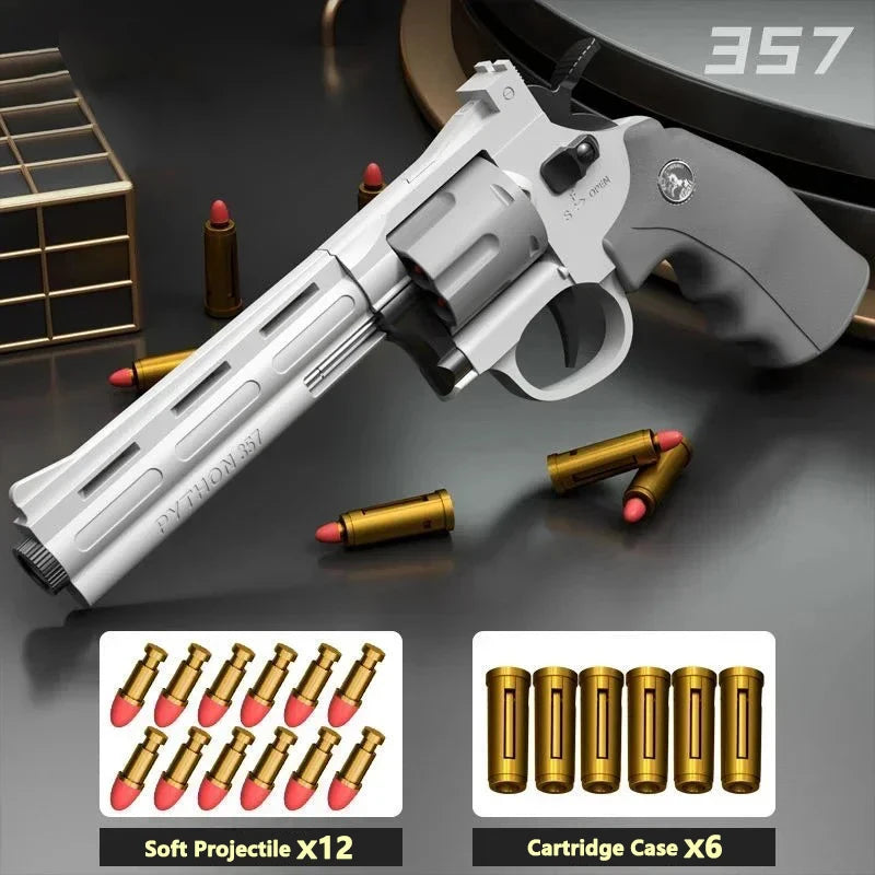 Lanceur revolver jouet à tir continu — fléchettes souples, enfants et adultes, jeu en plein air