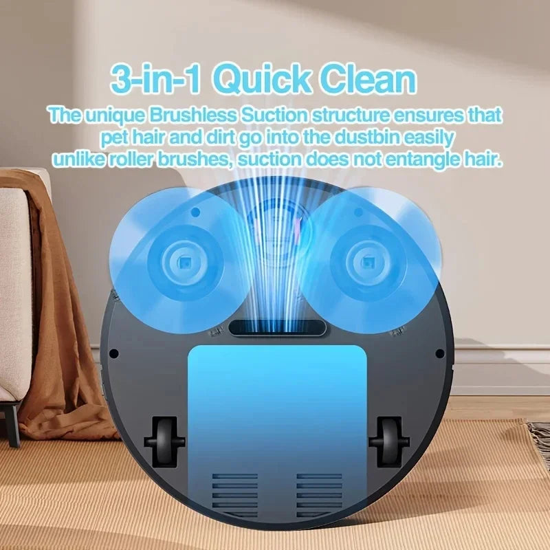Nuevo robot aspirador inteligente 3 en 1 2026, 4000 Pa de succión, máquina de limpieza doméstica totalmente automática, carga USB, aspiradora inteligente