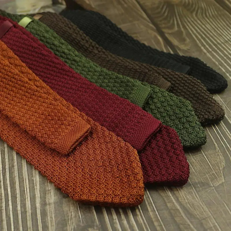 New Style Gradient Fashion Men's Solid Colored Knitted Tie Normal Slim Classic Woven Tie Narrow Ties