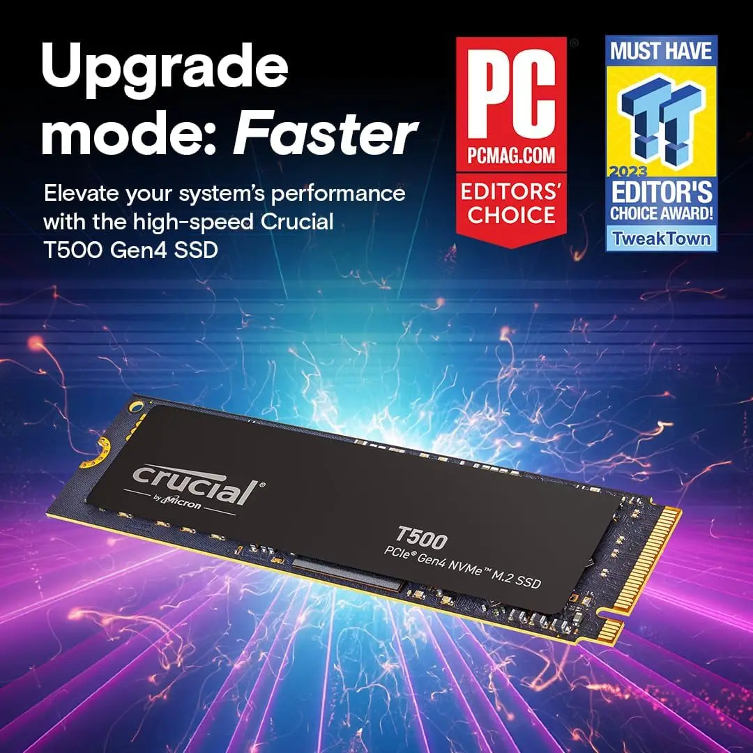 Crucial T500 1TB Gen4 NVMe M.2 SSD 7300MB/s / Dissipateur thermique pour SSD M.2 (Sélectionner le SKU), Compatible Ordinateur Portable et Ordinateur de Bureau, Emballage OEM