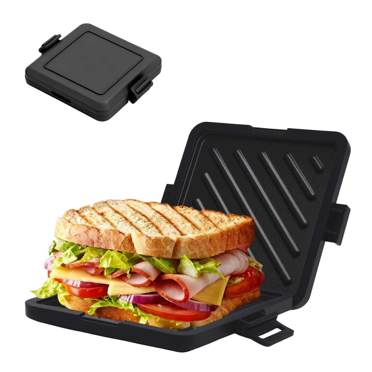 Machine à petit-déjeuner à sandwich micro-ondes, design compact, peut fabriquer des sandwichs, des toasts du petit déjeuner, des hot-dogs - comprenant des livres de recettes