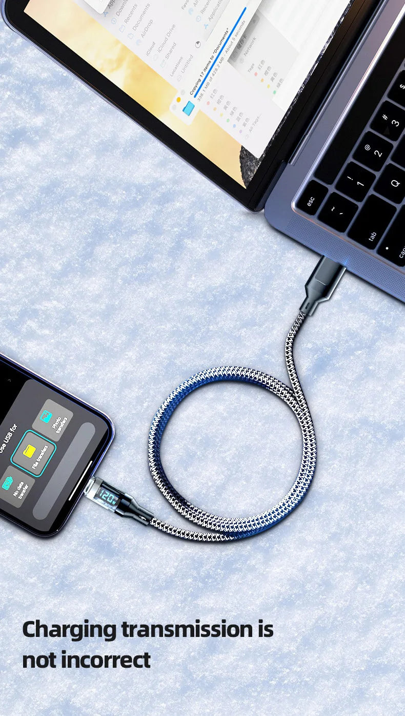 OOZCC Cable de pantalla LCD Watt, transferencia de datos de cable USB tipo C de carga ultrarrápida máxima de 120 W, USB A a Lightning para IPhone14 Pro