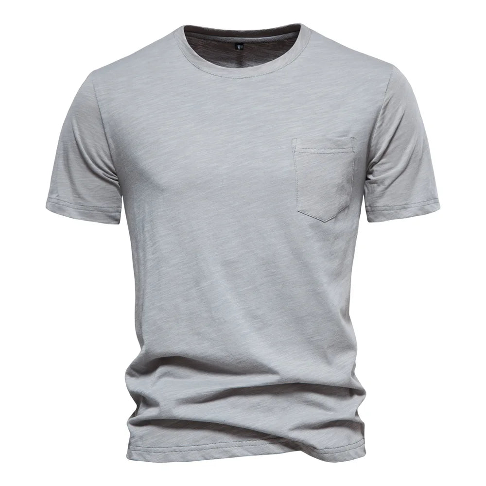 100% coton hommes T-shirt décontracté doux Fitness été mince T-shirts hommes vêtements de maison col rond à manches courtes solide T-shirt pour hommes