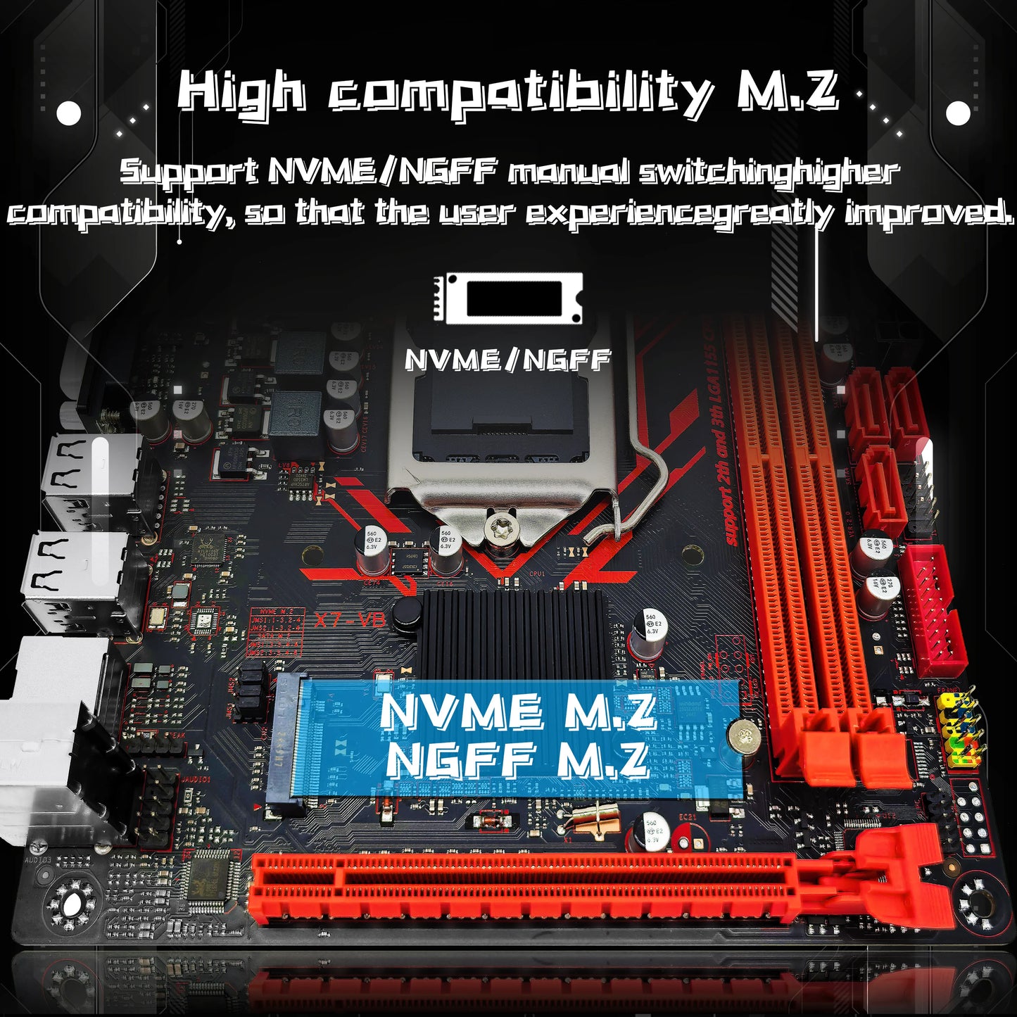 ZSUS H61 carte mère LGA 1155 cartes mères de bureau prenant en charge la RAM DDR3 avec Interface NVME M.2 USB2.0 SATA2.0