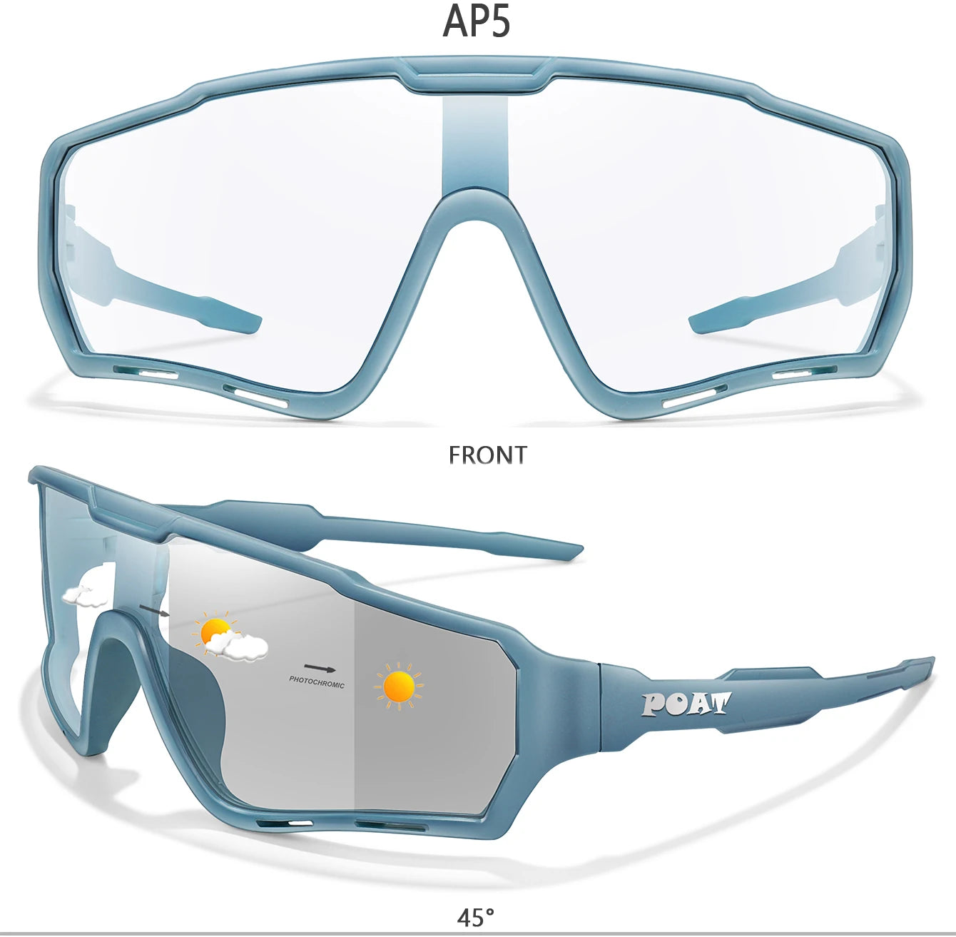 POAT tout nouveau Style lunettes de soleil photochromiques sport hommes femmes vtt vélo lunettes de vélo cyclisme pêche lunettes de course