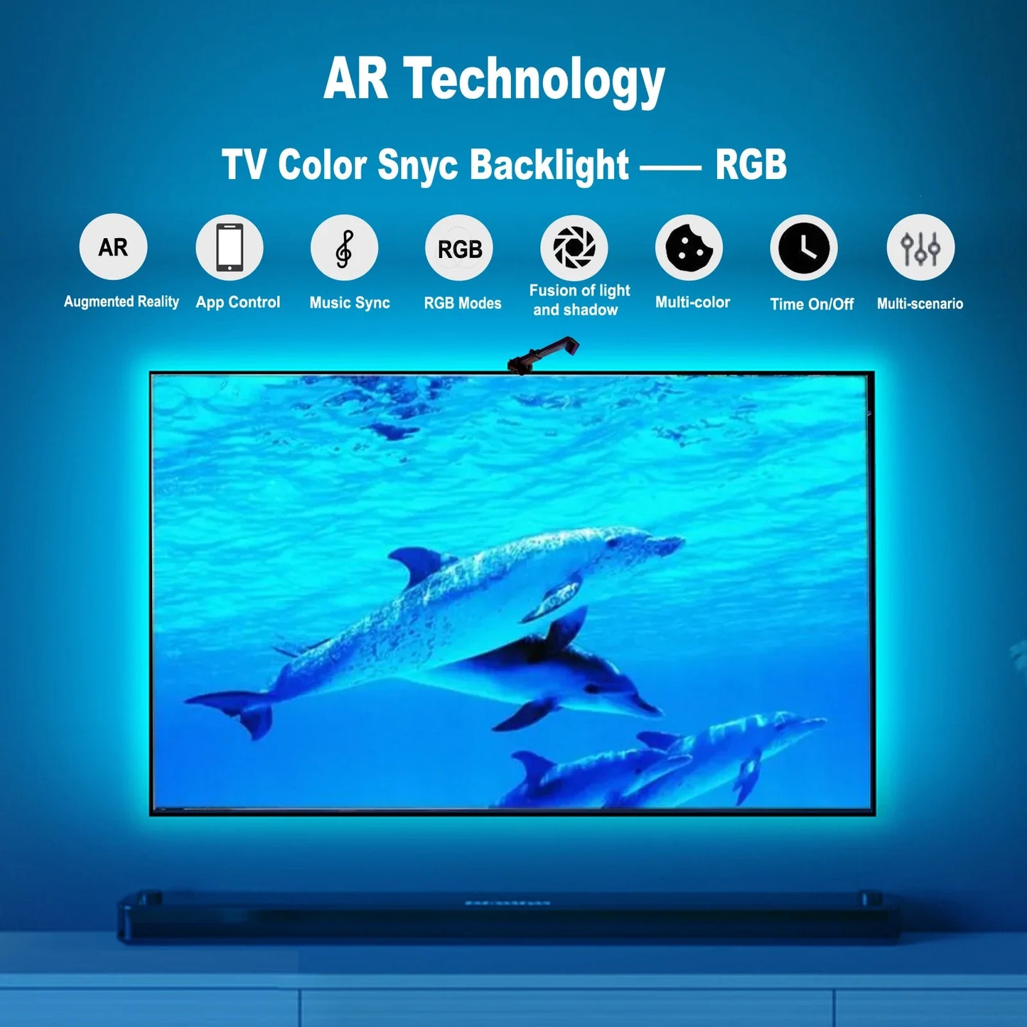 Rétro-éclairage TV/PC avec capteur de couleur RGB-IC, bande lumineuse LED pour écrans de 55 à 75 pouces, synchronisation intelligente, décoration de salle de jeu, lumières d'ambiance