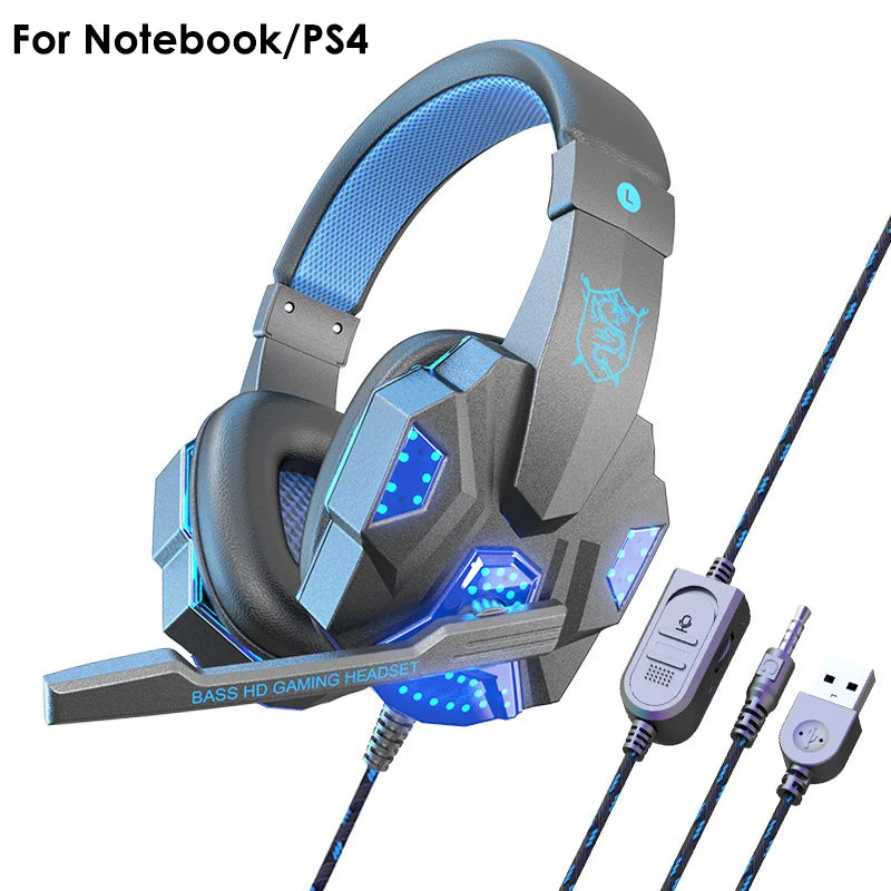 Auriculares de juego de graves con micrófono, audífonos supraaurales, sonido estéreo, jugador, sauna, teléfono, videojuego, cancelación de ruido, micrófono para PC