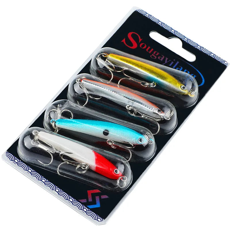 Sougayilang ensemble d'appâts De pêche 4 pièces Wobbler crochet Anti-corrosion leurre De pêche au bar pour matériel De pêche à la carpe De mer