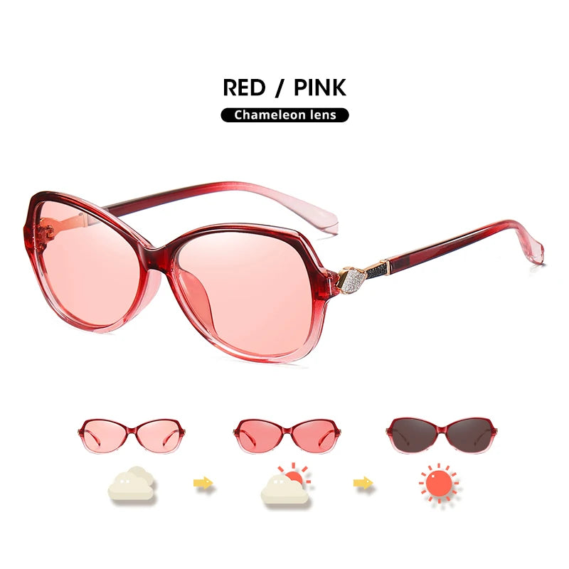 LIOUMO - Stylish Crystal Women's Sunglasses, Polarized, Photochromic, Luxury, Chameleon Effect, Women's Sunglasses