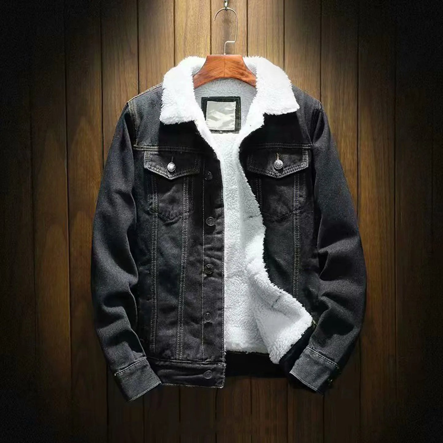 Otoño Hombres forro polar Chaquetas de mezclilla moda moto Vintage chaquetas vaqueras Hombres ajuste Delgado algodón casual negro azul abrigos