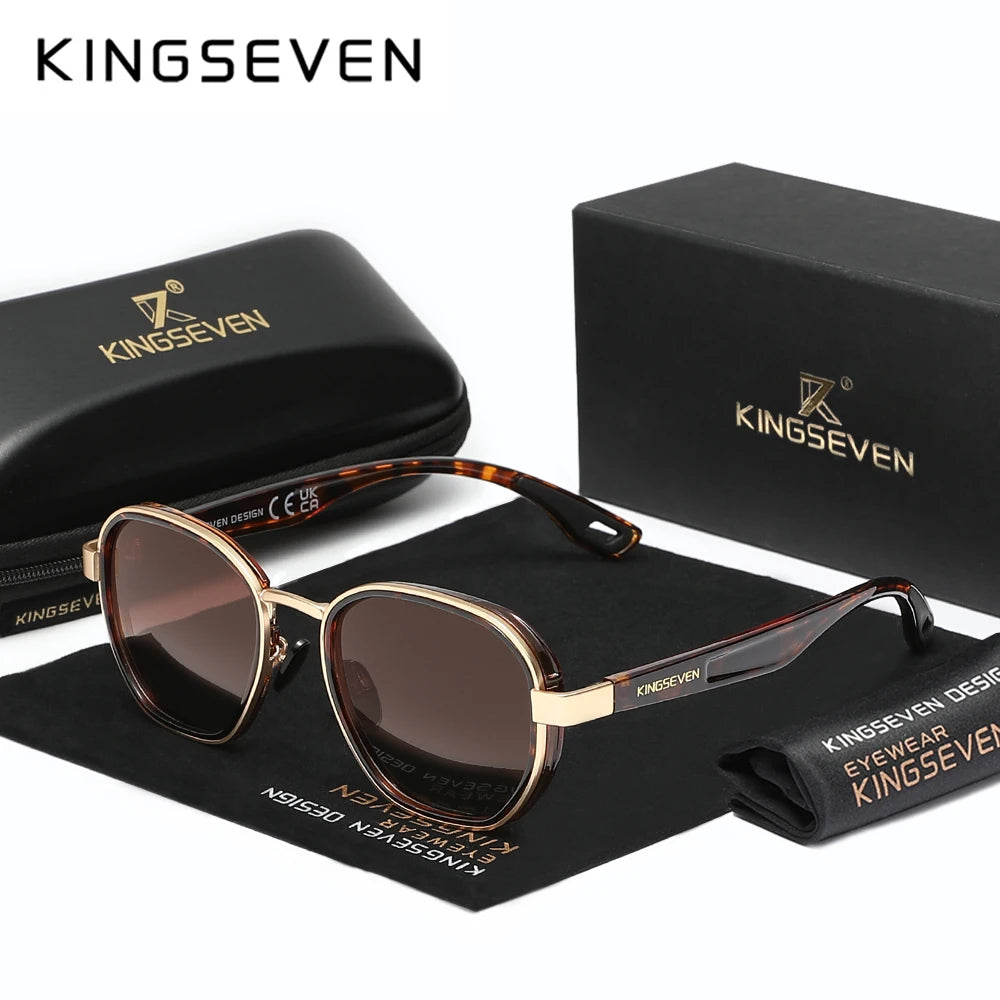 KINGSEVEN marque originale lunettes de soleil hommes polarisées UV400 luxe lunettes pour femme mâle extérieur cadre rond casual mode lunettes