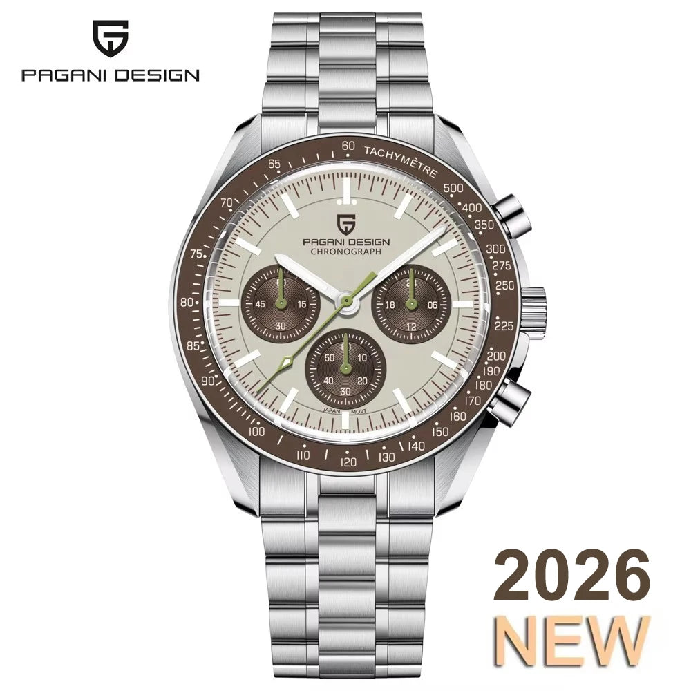PAGANI DESIGN 2025 New Moon Watches for Men Luxury Quartz Watch Men Chronograph VK63 Men's Gifts AR Sapphire Mirror Luminous Clock