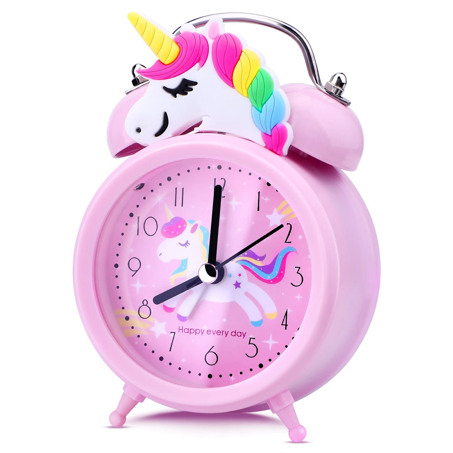 licorne pour Réveil enfant, reveil lumineux,,horloge à Double cloche avec rétro-éclairage,reveil matin, jolie horloge de bureau, décoration de maison, reveil,radio réveil,cadeaux pour enfants