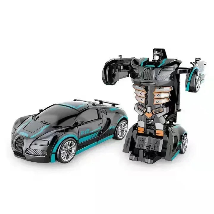 Coche de juguete de cambio de forma de impacto inercial para niños, robot Autobot de cambio de forma con un solo botón, rompecabezas de cambio de forma, colisión