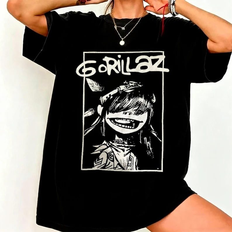 T-shirt groupe rock vintage Y2K — streetwear Harajuku, manches courtes, imprimé membres