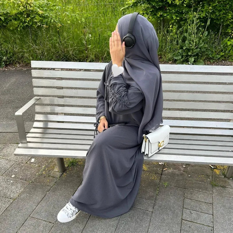 Robe modeste pour femmes musulmanes, arabie saoudite, Eid dubaï, Abaya uni, fête de vacances islamique, couleur unie, turquie, poignets à lacets, vêtements longs, 2024