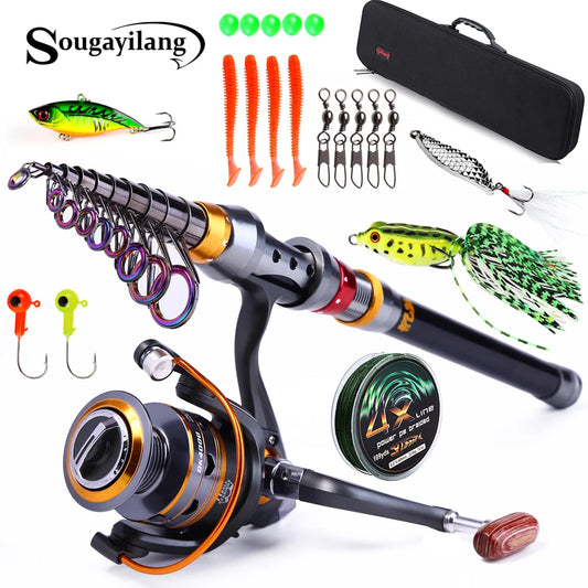 Sougayilang – canne à pêche télescopique de 1.8 à 3.6m, accessoire Portable de voyage avec moulinet à 11 roulements