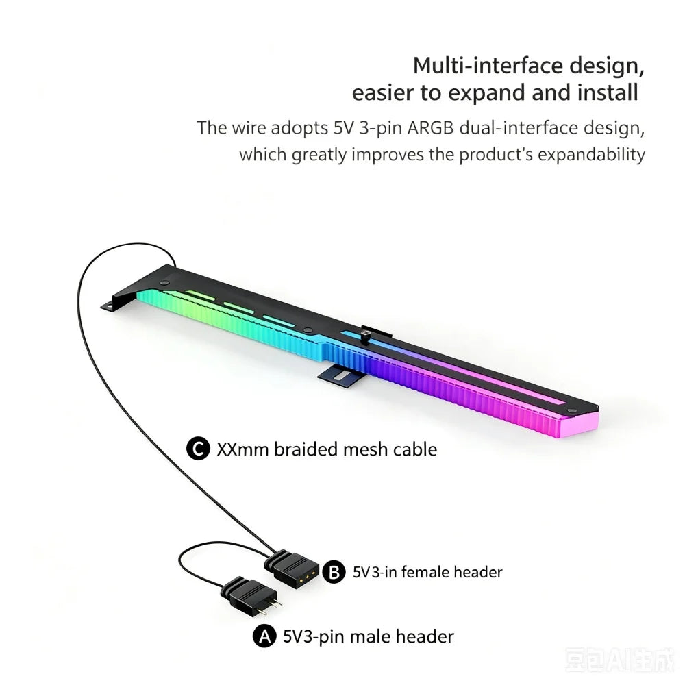Support de carte graphique ICE Whale AX8, 5V 3PIN ARGB, synchronisation de l'éclairage de la carte mère, support de carte graphique VGA pour ordinateur