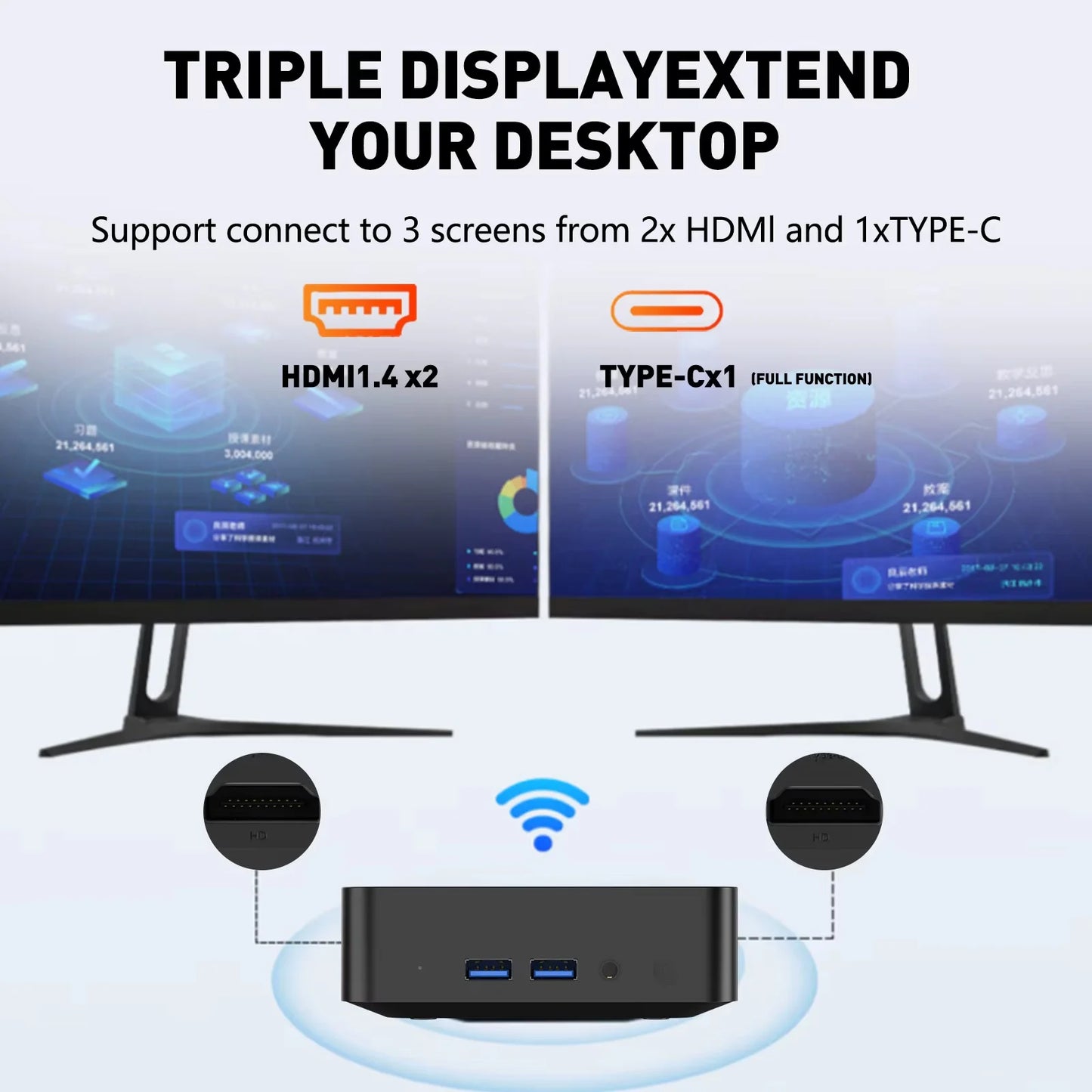 Mini PC Gaming Intel Core i9-10980HK / i3-6100U Windows 11 — 16/32 Go RAM, SSD 256Goà 2To, WiFi 6, 4K