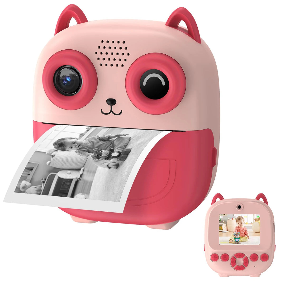 Cámara de impresión instantánea, cámara multifuncional para niños pequeños con impresión de fotos instantánea, cámara digital de 2,4 pulgadas con pantalla HD para fotos