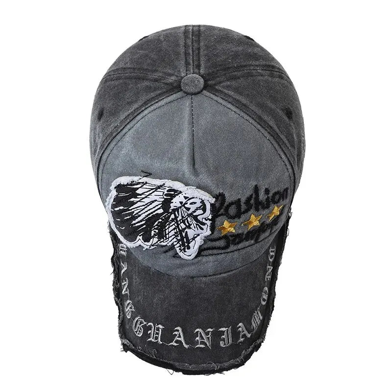 Gorra de béisbol retro desgastada informal para deportes al aire libre para cuatro estaciones, gorra de sol de primavera y otoño, gorra bordada con letras para hombres