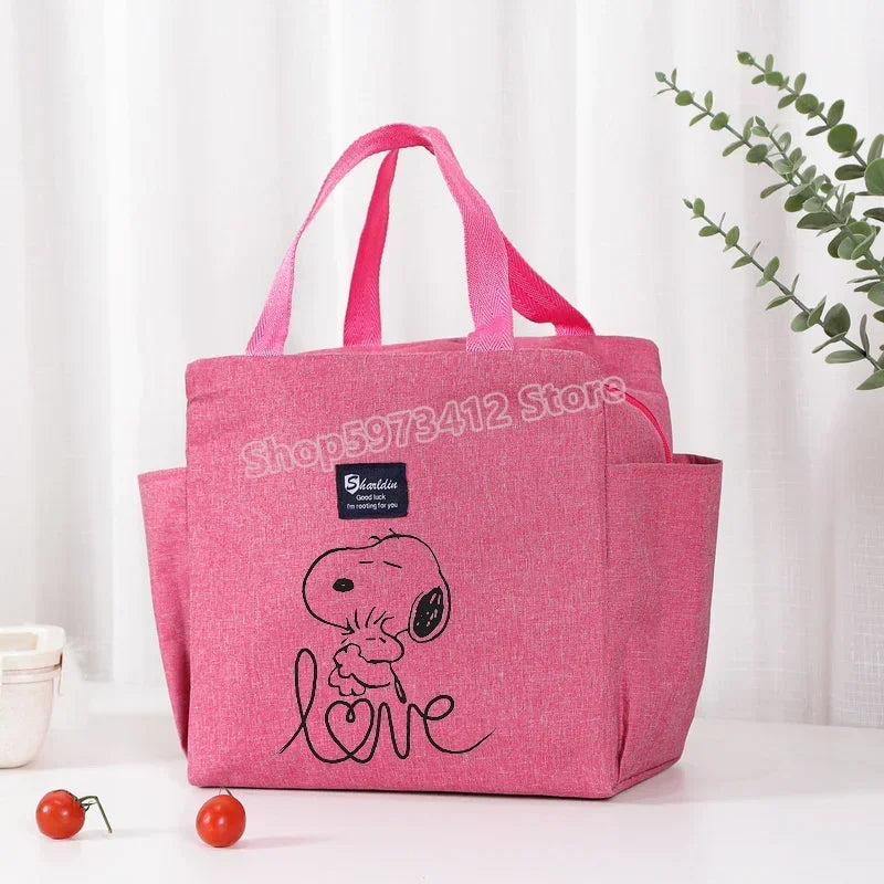 Bolsa isotérmica portátil para el almuerzo y bebidas de Snoopy, bolsa isotérmica para alimentos, caja térmica, bolsa de picnic, bolsas de transporte, bonito regalo para niños