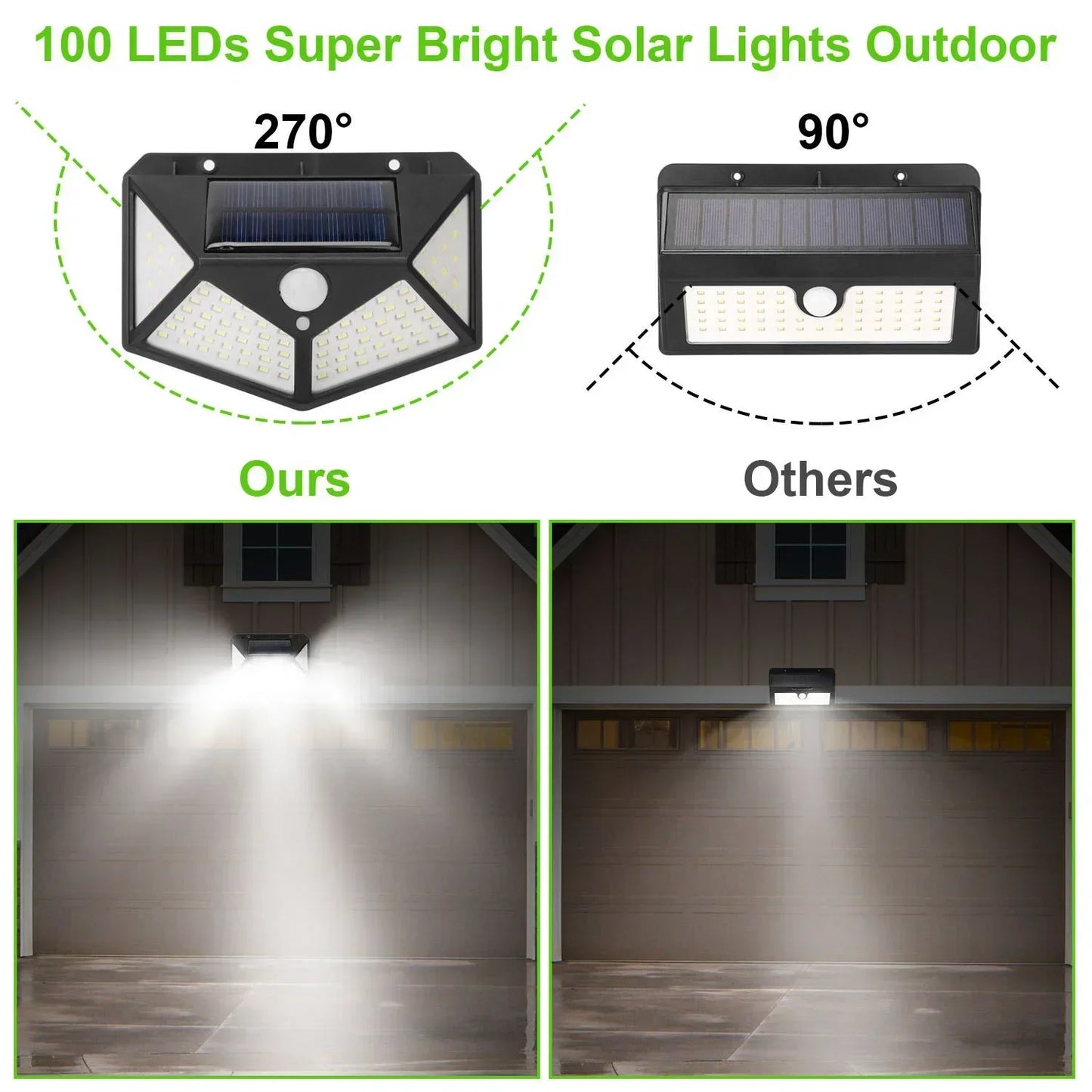 Lámpara solar LED multifuncional con sensor de movimiento, luz solar impermeable, decoración exterior para jardín, 62 focos