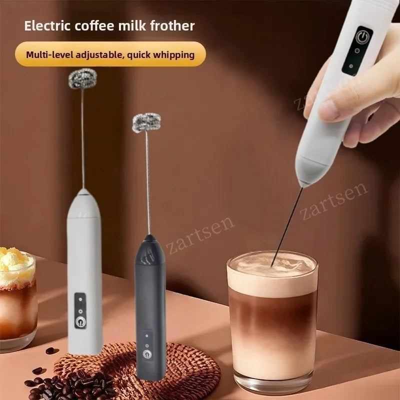 Electric Cordless Milk Frother Type-C Handheld Stainless Steel Mixer Mini Coffee Maker Whisk Blender for Coffee Cappuccino Cream