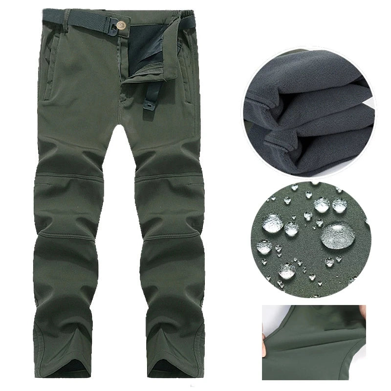 Chaqueta polar SoftShell para hombre, cortavientos con capucha para pesca, senderismo, camping, escalada, esquí, pantalones cálidos para otoño e invierno