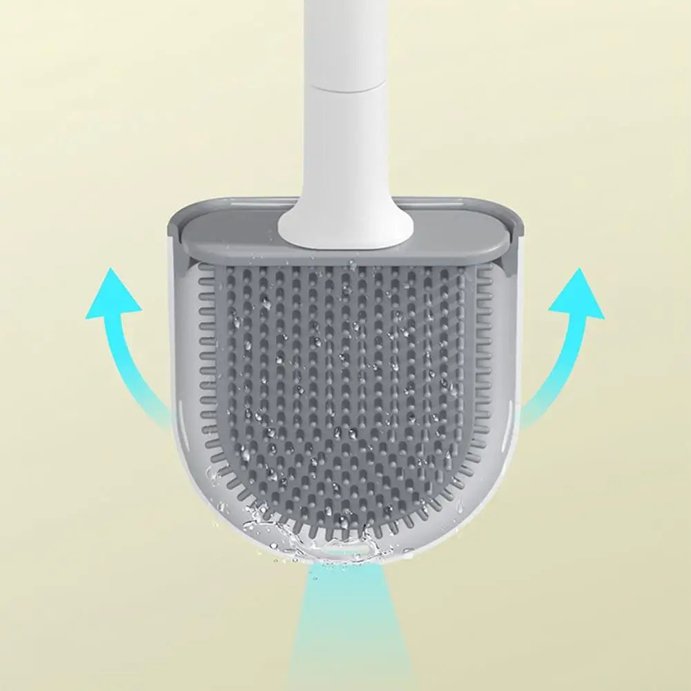 Nettoyeur de brosse de toilette suspendu en Silicone, avec manche Long, nettoyeur Flexible, brosse de salle de bain, support à séchage rapide, accessoires de salle de bains