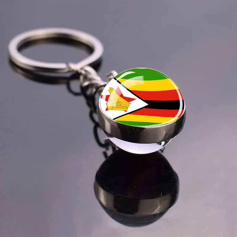 Porte-clés drapeau africain, algérie, somalie, tunisie, maroc, egypte, drapeau National, pendentif boule de verre Double face, cadeau