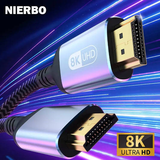 NIERBO-Ehull Hull Hull HDCP Ultra High Speed HDR, HDMI 2.1 Cable, 8K, 60Hz, 4K, 120Hz, 48Gbps, HDTV, Laptop, Projector, PS4, PS5
