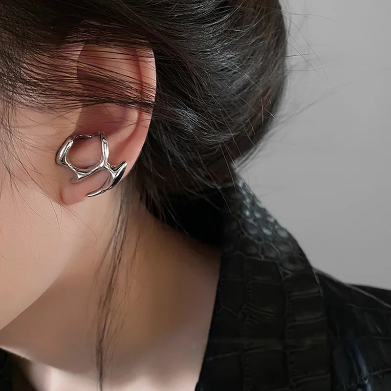 Pendientes líquidos irregulares Y2K para mujer, color plata, estilo Hip-Hop Punk, moda geométrica, Clip para chica, joyería de fiesta, tendencia 2024