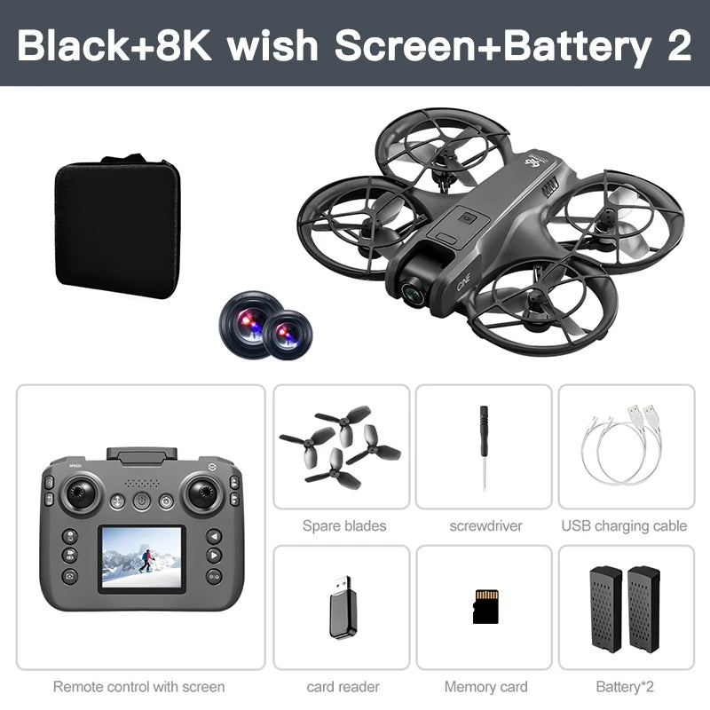 Mini dron profesional Lenovo V666 4K con doble cámara 8K, evitación inteligente de obstáculos, cuadricóptero sin escobillas, juguete RC para niños
