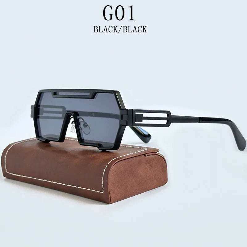 Men's Heavy Metal Steampunk Sunglasses Square Vintage Punk Retro Fashion Eyewear Gafas De Sol Hombre Lunette De Soleil Homme