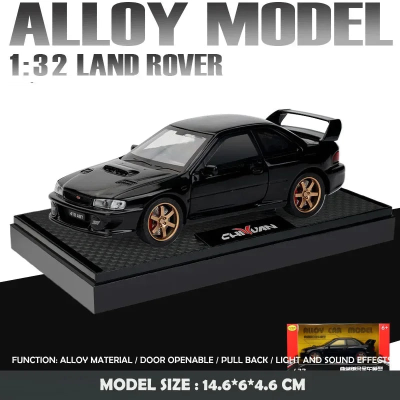 Simulación 1:32 Subaru Impreza WRX 22B STI Modelo de coche modificado de aleación de metal fundido a presión Coche en miniatura Regalo de cumpleaños para niños