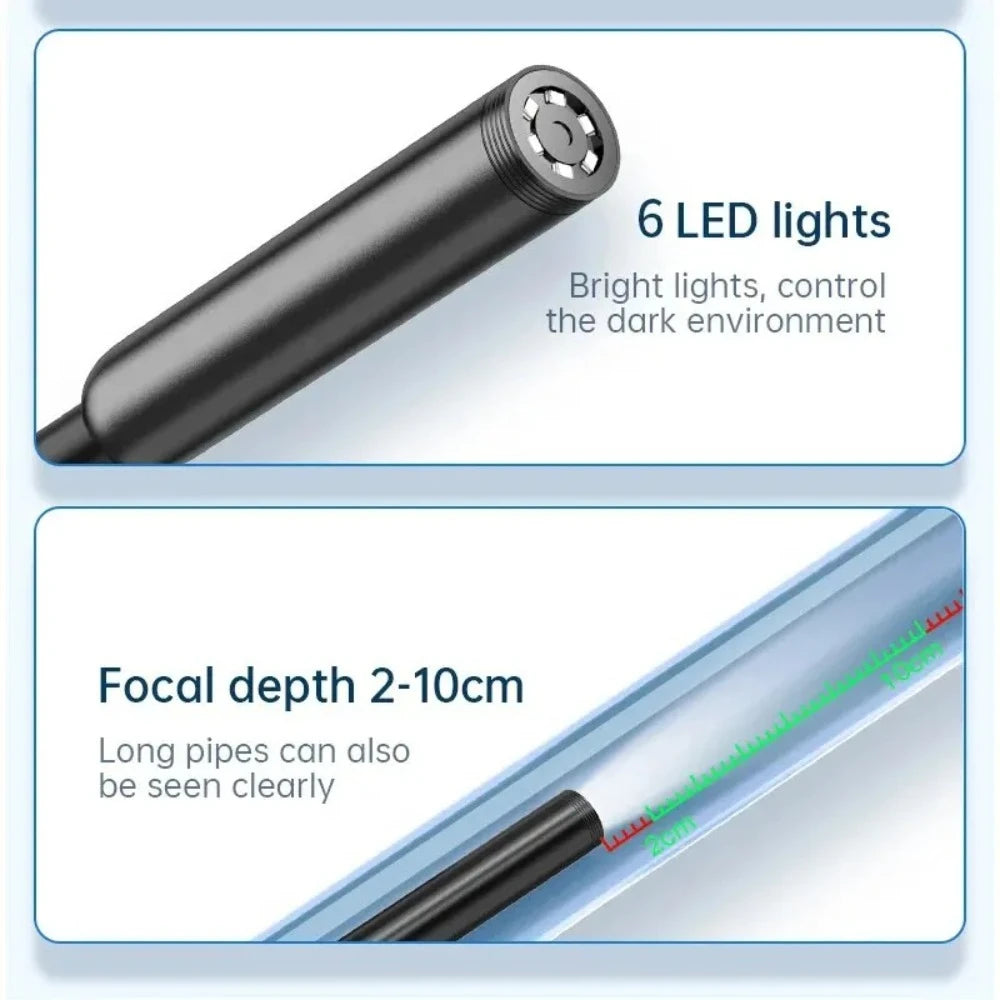 Endoscopio USB para teléfono Android OTG, cámara de inspección endoscópica tipo serpiente de 5,5 mm, resistente al agua IP67 con 6 luces LED para Tipo C