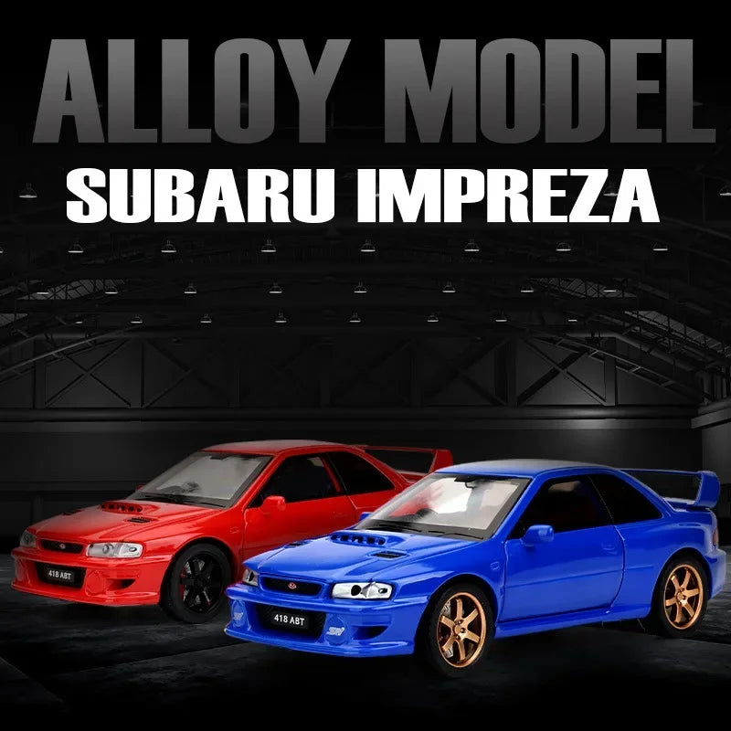 Simulación 1:32 Subaru Impreza WRX 22B STI Modelo de coche modificado de aleación de metal fundido a presión Coche en miniatura Regalo de cumpleaños para niños